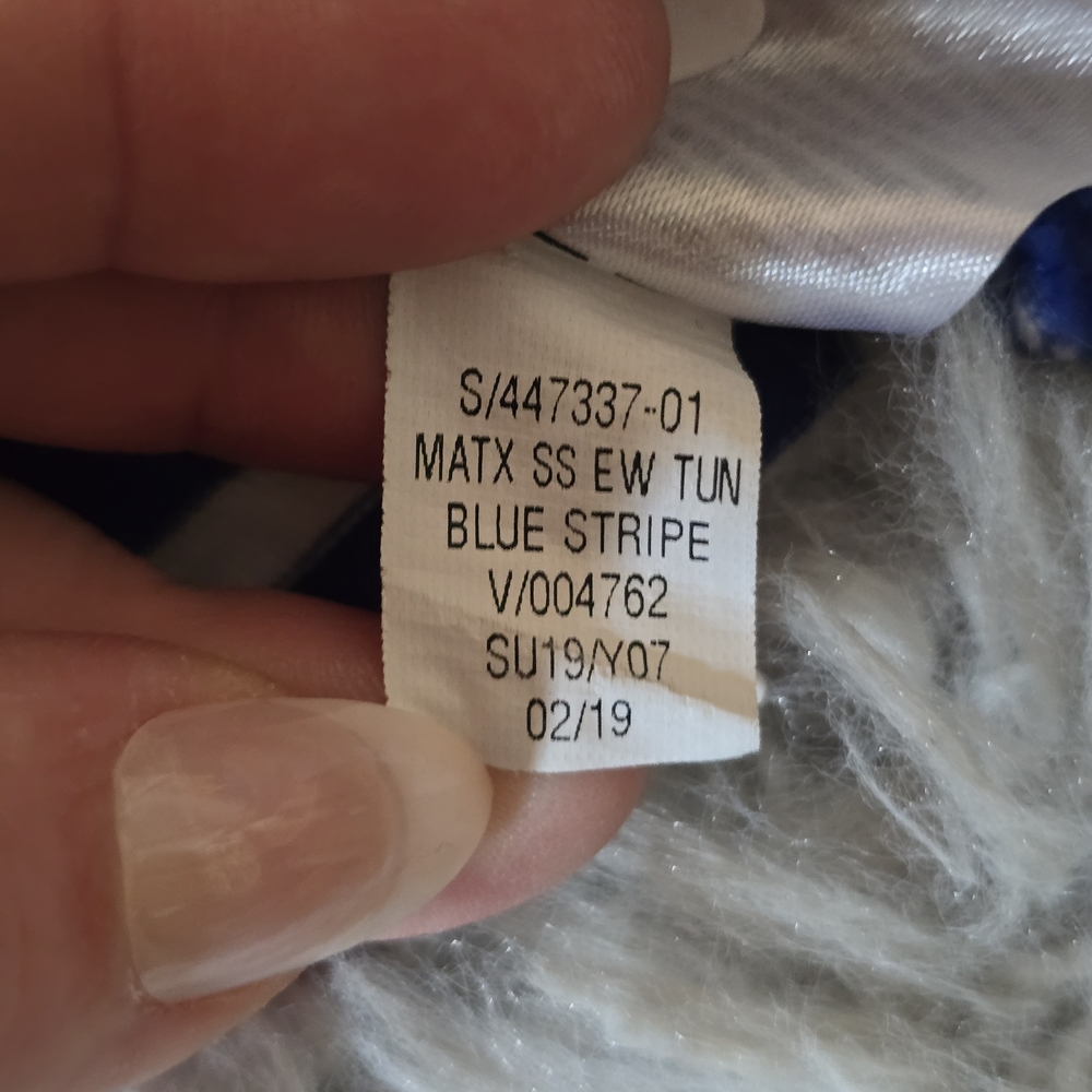 Old Navy Maternity Relaxed Blue and White Striped Short Sleeve Tee - Size Small - Picture 6 of 6